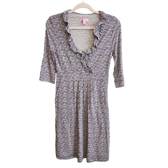 Lilly‎ Pulitzer Blaney Dress Ruffle Trim Navy Size XS - Picture 1 of 13